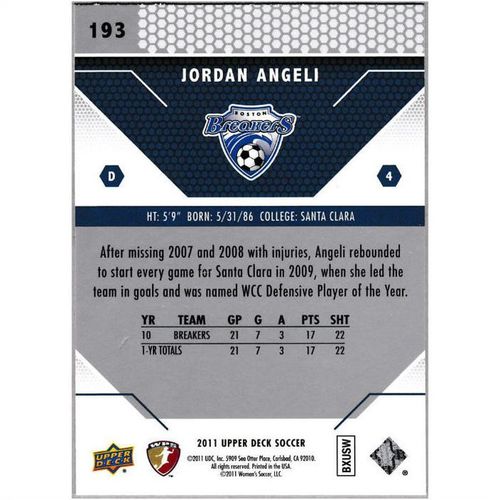 2011 Upper Deck - #193 - Jordan Angeli