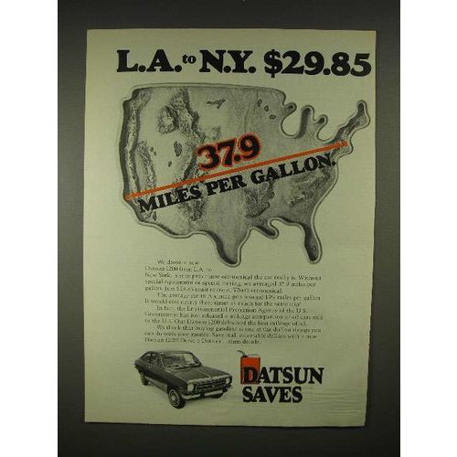 1973 Datsun 1200 Car Ad - L.A. to N.Y. $29.85