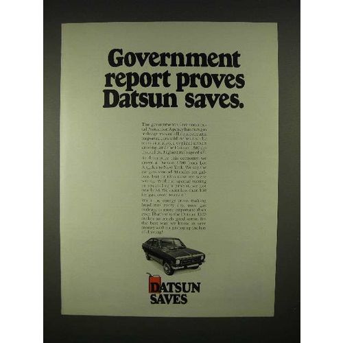 1973 Datsun 1200 Car Ad - Government Report Proves