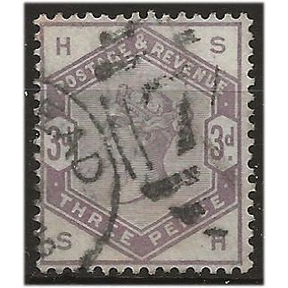 1883 SG191 3d Lilac Check Letters "SH" Good/Fine Used.. .