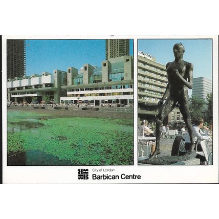 London - City - Barbican Centre: Terrace / Frinck Sculpture - postcard c.1980s