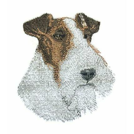 Dog Faces [Fox Terrier[] Embroidered Iron on/Sew patch [4."3.4"]