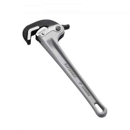 Pipe Wrench, 14" Aluminum Straight Pipe Wrench, Automatic Jaw Adjustment, Ad...