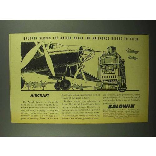 1942 Baldwin Locomotive Southwark Ad - Aircraft