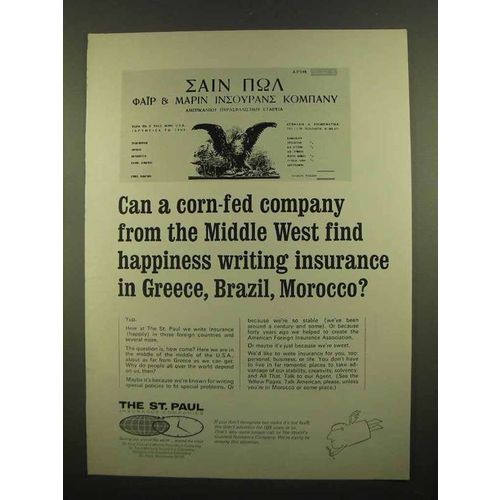 1965 The St. Paul Insurance Ad - Corn-Fed Company