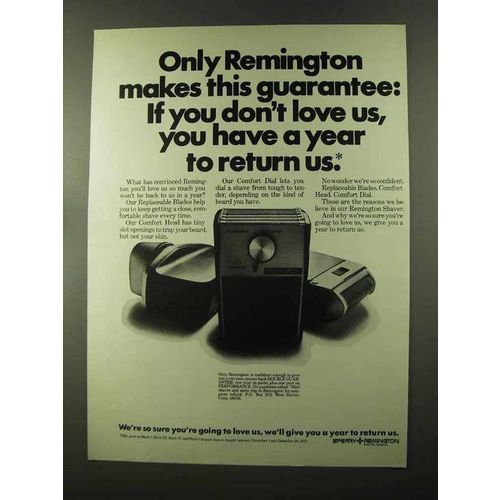 1973 Remington Shaver Ad - Love Us