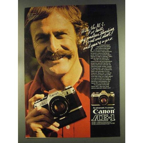1976 Canon AE-1 Camera Ad - John Newcombe