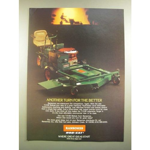 1988 Ransomes T-3100 Bobcat Mower Ad - Another Turn for the Better