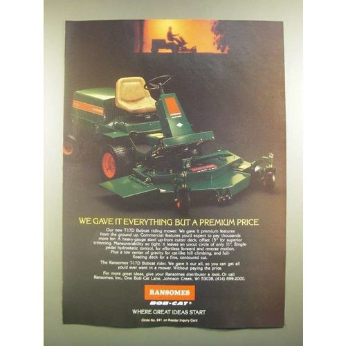 1988 Ransomes T-17D Bobcat Riding Mower Ad - We Gave it Everything