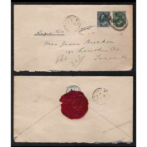 Canada Admiral Toronto 6 CENT DROP REGISTERED 1912 #111 Indigo color