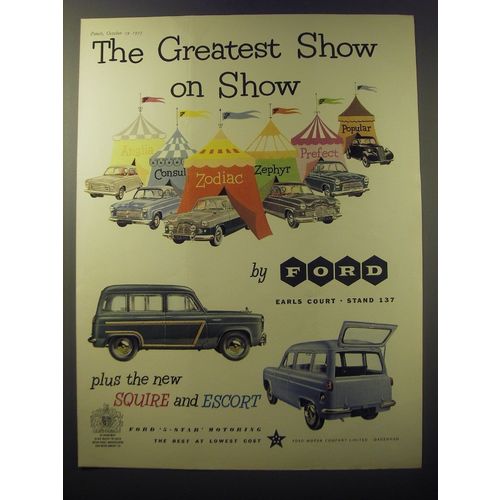 1955 Ford Ad - Squire, Escort, Anglia, Consul, Zodiac, Zephyr, Prefect, Popular