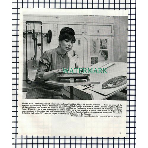 Mitzi Cunliffe Brighton Sussex Sculptor - 1967 Clipping/ Print
