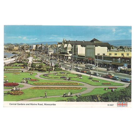 CENTRAL GARDENS & MARINE ROAD , MORECAMBE , Lancashire used postcard 1982 pm =