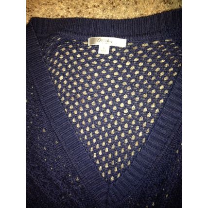 Top/ Sweater Net-like Women Size S NEW w/ V-Neckline Navy Blue/ Knitted Top