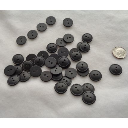 MM40 Dark Gray Black 2 Hole Round Buttons 15mm 9/16 40 Pieces Sewing Crafting