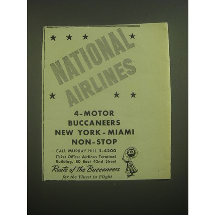 1946 National Airlines Ad - National Airlines 4-motor Buccaneers