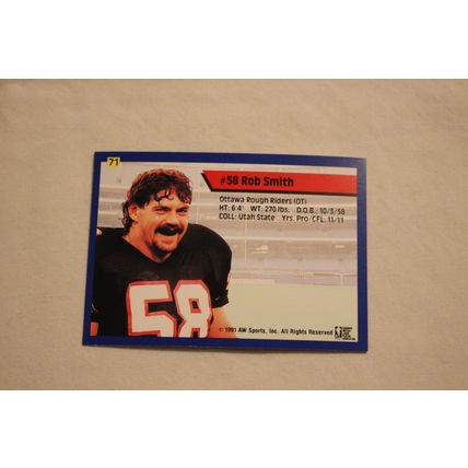 Rob Smith 1991 AW Sport All-World CFL NO. 71