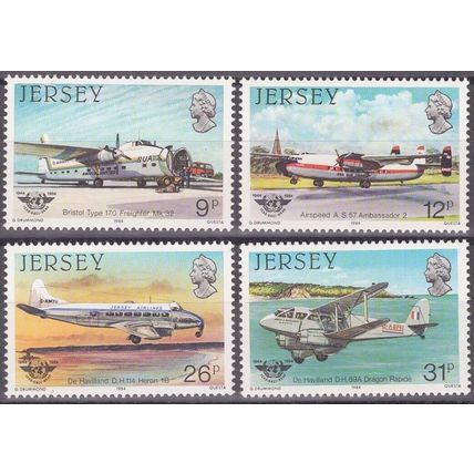 ZAYIX Great Britain - Jersey 336-339 MNH Planes Intl. Civil Aviation