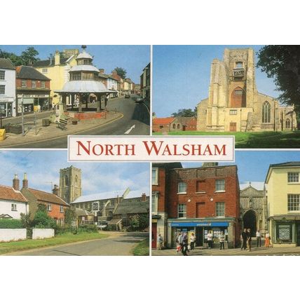 North Walsham Travel Agents Stead & Simpson Shoe Shop Norfolk Postcard