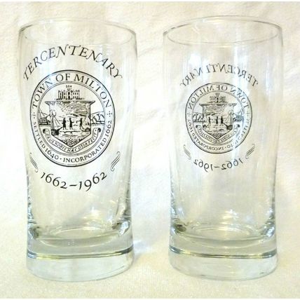 SET OF 6 RARE TOWN of MILTON MASSACHUSETTS TERCENTENARY 1662-1962 GLASSES