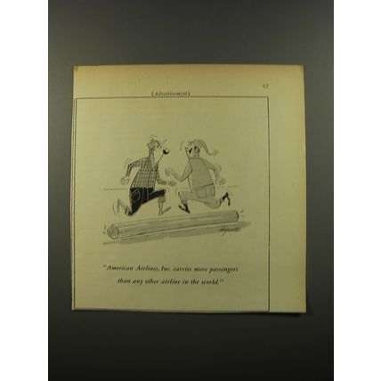 1954 American Airlines Advertisement - Logrolling Cartoon
