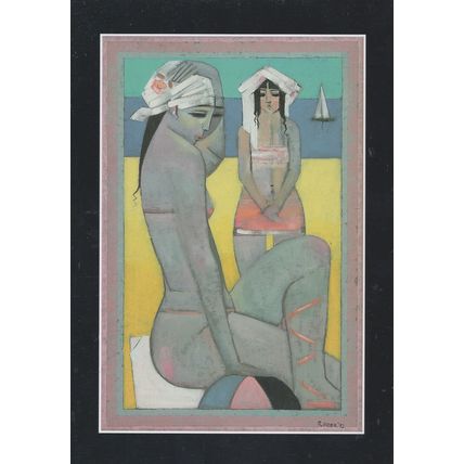 Sea Sirens Endre Roder Sexy Women Sailing Boat Art Deco Painting Postcard