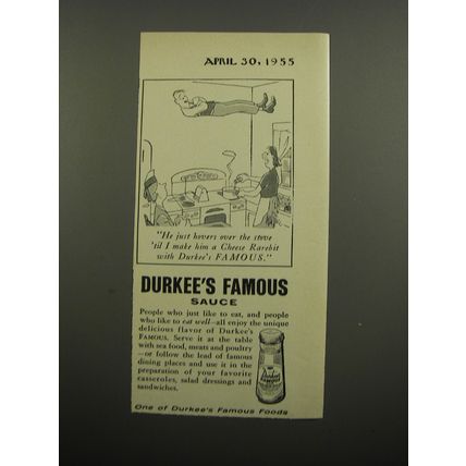 1955 Durkee's Famous Sauce Ad - cartoon by George Price - He just hovers