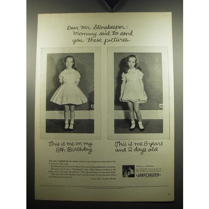 1957 Sanforized Dress Ad - Dear Mr. Storekeeper: Mommy said to send you these