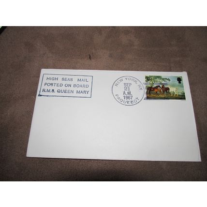1967 GB FDC Cover - Cunard Liner Queen Mary posted cover -Paquebot New York fr