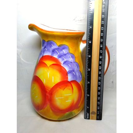 Hand Painted Juice/Tea Pitcher! 7" Ceramic/Porcelain - Floral/Fruit Pattern