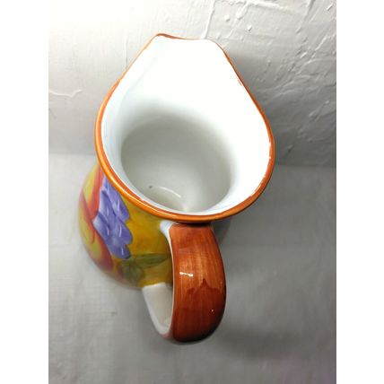 Hand Painted Juice/Tea Pitcher! 7" Ceramic/Porcelain - Floral/Fruit Pattern