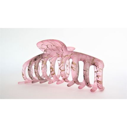 Light mauve pink and gold color splatter paint hair claw clip