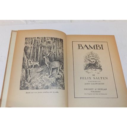 Bambi By Felix Salten Hardcover Book 1929 Publication Grosset & Dunlop