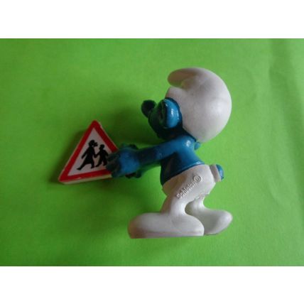 Smurf with a children crossing traffic safety sign