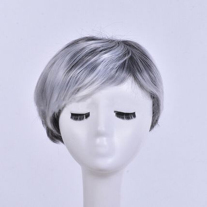 Wig Short Straight Silver Grey Classic Synthetic Hair Wigs Women Ladies