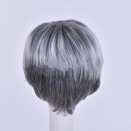Wig Short Straight Silver Grey Classic Synthetic Hair Wigs Women Ladies