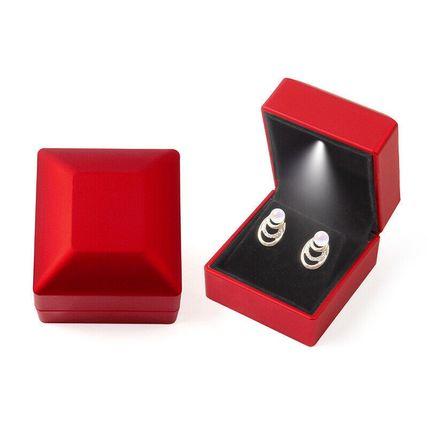 Earrings Box with LED Light Velvet Jewelry Gift Wedding Anniversary Birthday