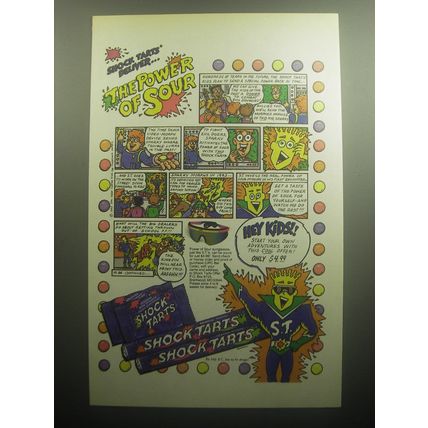 1993 Shock Tarts Candy Advertisement - Shock Tarts deliver.. The power of sour