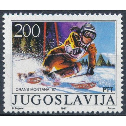 Medal Win at World Ski Championship - Yugoslavia 1987 - F H - MiNr 2215
