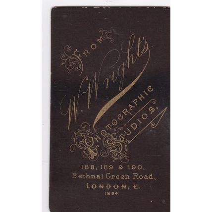 VICT. CDV PHOTO -COUPLE WEARING BUTTON HOLE FLOWERS BY W. WRIGHT, BETHNAL GREEN