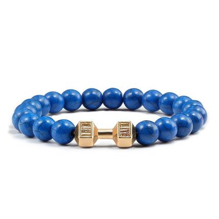 Turquoise Energy Barbell Bracelet – Unisex Gun Black Electroplated Alloy