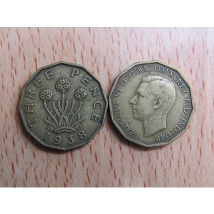 GB 1938 George VI Brass Threepence 3d Coin