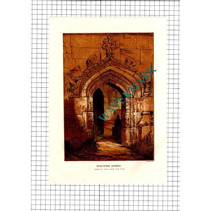Stratford Church England Print - Antique c.1860s