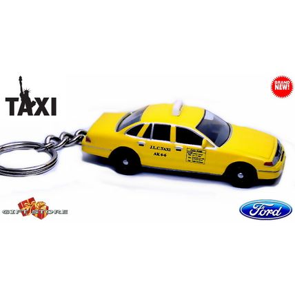 CUSTOM KEYCHAIN FORD YELLOW TAXI CAB