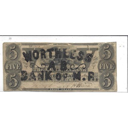 1864 Confederate $5.00 Bill Redeemed! Stamped worthless Rare!