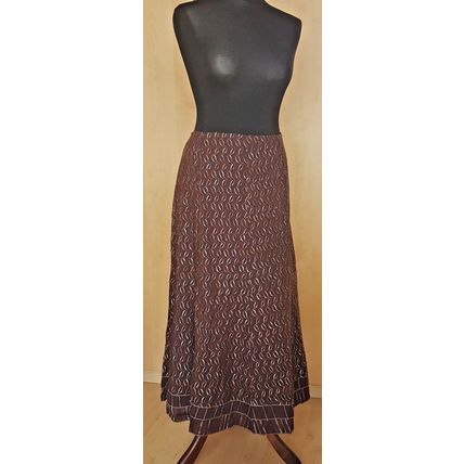Per Una M&S Embroidered 100% Cotton, Cotton Lined, Brown Skirt Size 14 UK