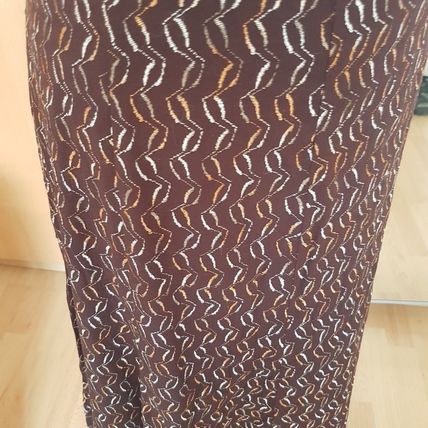 Per Una M&S Embroidered 100% Cotton, Cotton Lined, Brown Skirt Size 14 UK