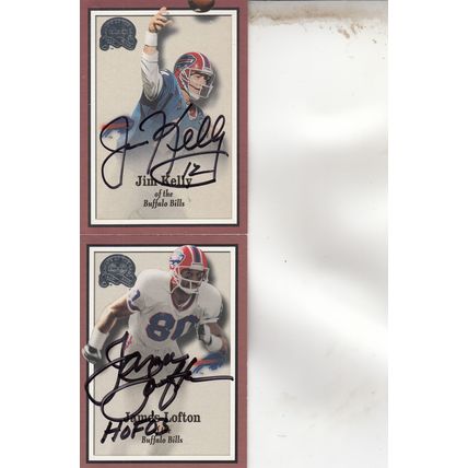 JIM KELLY & JAMES LOFTON AUTOGRAPH 2000 BUFFALO BILLS HALL OF FAME PRO CHAMPIONS