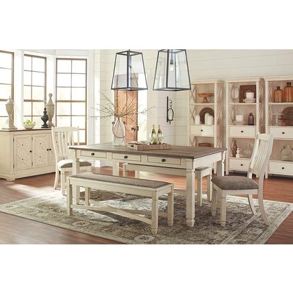 Signature Design by Ashley Bolanburg French Country Upholstered Dining Room Benc