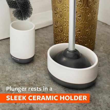 Full Circle Royal Plunge - Bathroom Toilet Plunger with Ceramic Holder and Diato